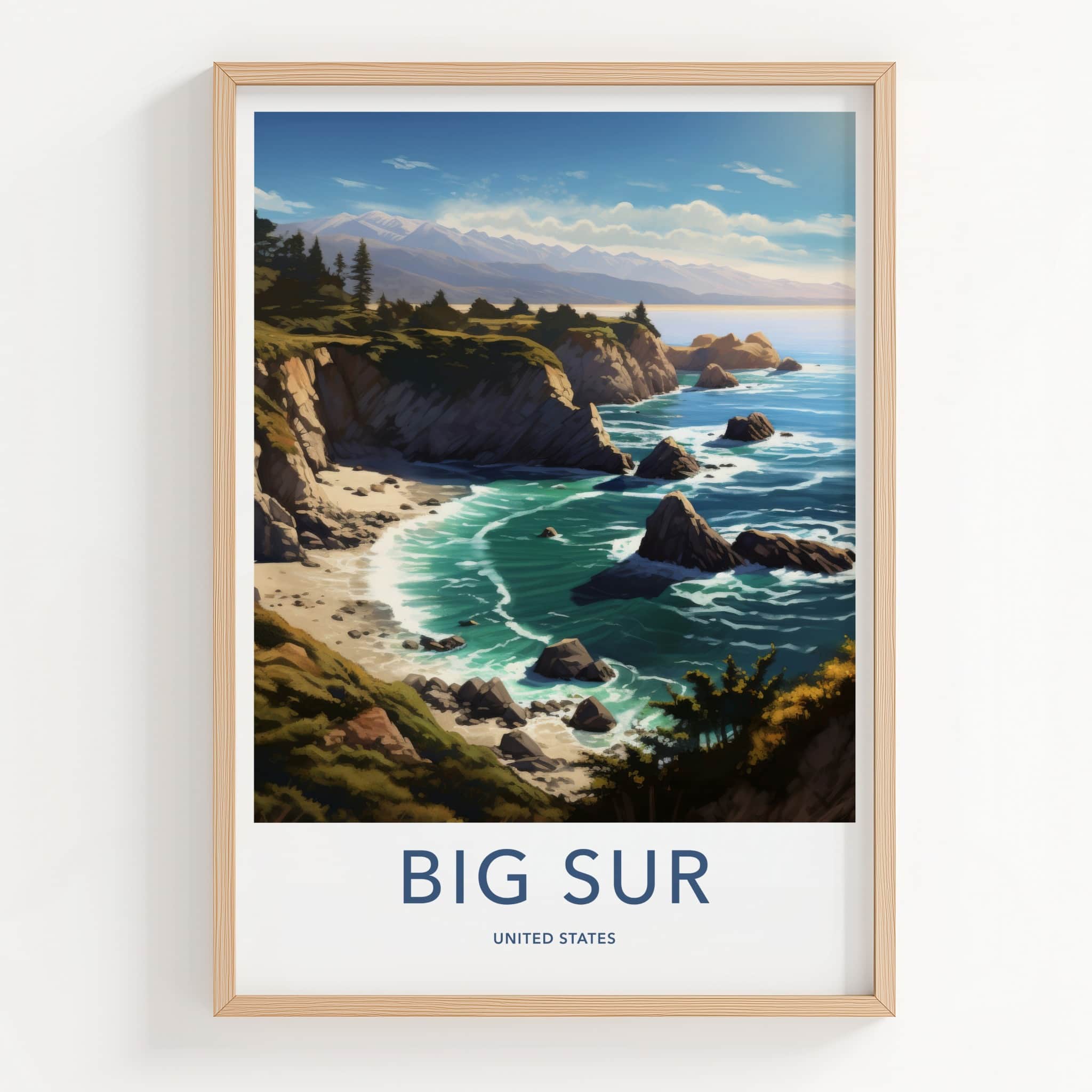 Big Sur Poster - California Travel Art - Coastal Ocean Cliffs Home Decor