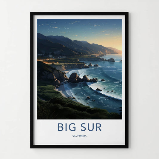 Big Sur Poster - California Travel Art - Coastal Ocean Sunset Home Decor
