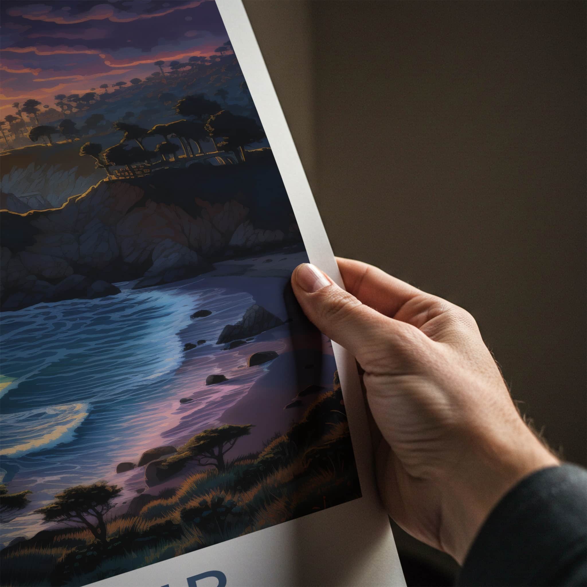 Big Sur Poster - California Travel Art - Coastal Sunset Waves Wall Decor