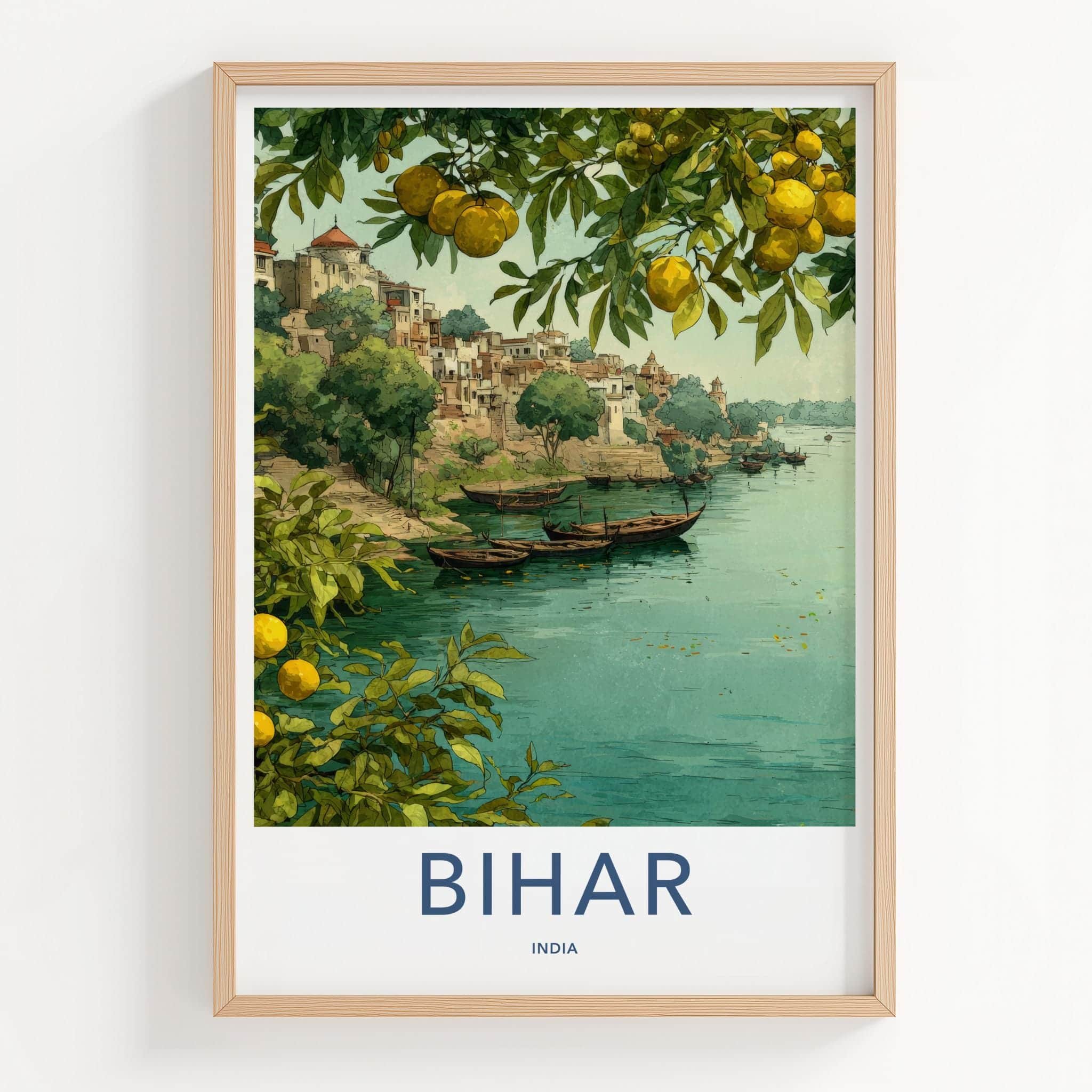 Bihar Poster - India Scenic Art - Bihar Citadel Riverboats Lounge Decor