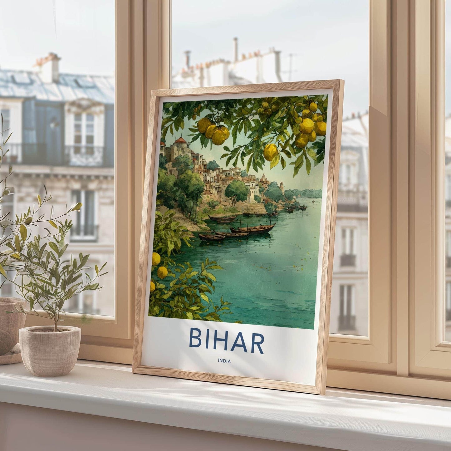 Bihar Poster - India Scenic Art - Bihar Citadel Riverboats Lounge Decor