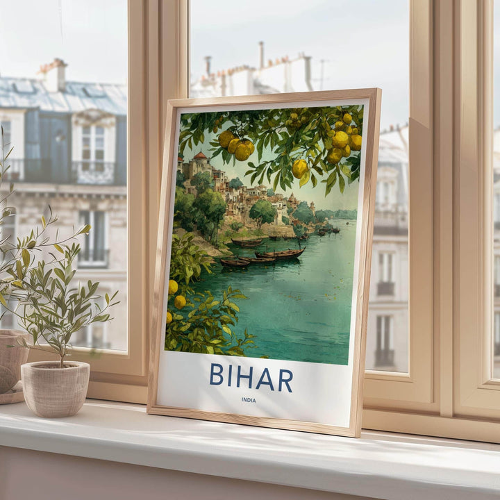 Bihar Poster - India Scenic Art - Bihar Citadel Riverboats Lounge Decor