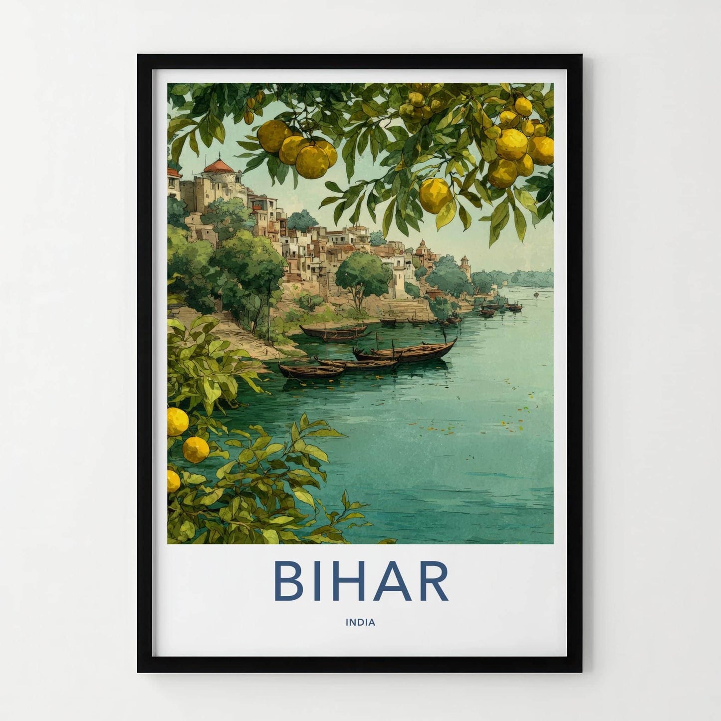 Bihar Poster - India Scenic Art - Bihar Citadel Riverboats Lounge Decor