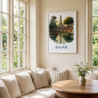 Bihar Poster - India Travel Art - Bihar Temple Lily Pond Wall Decor