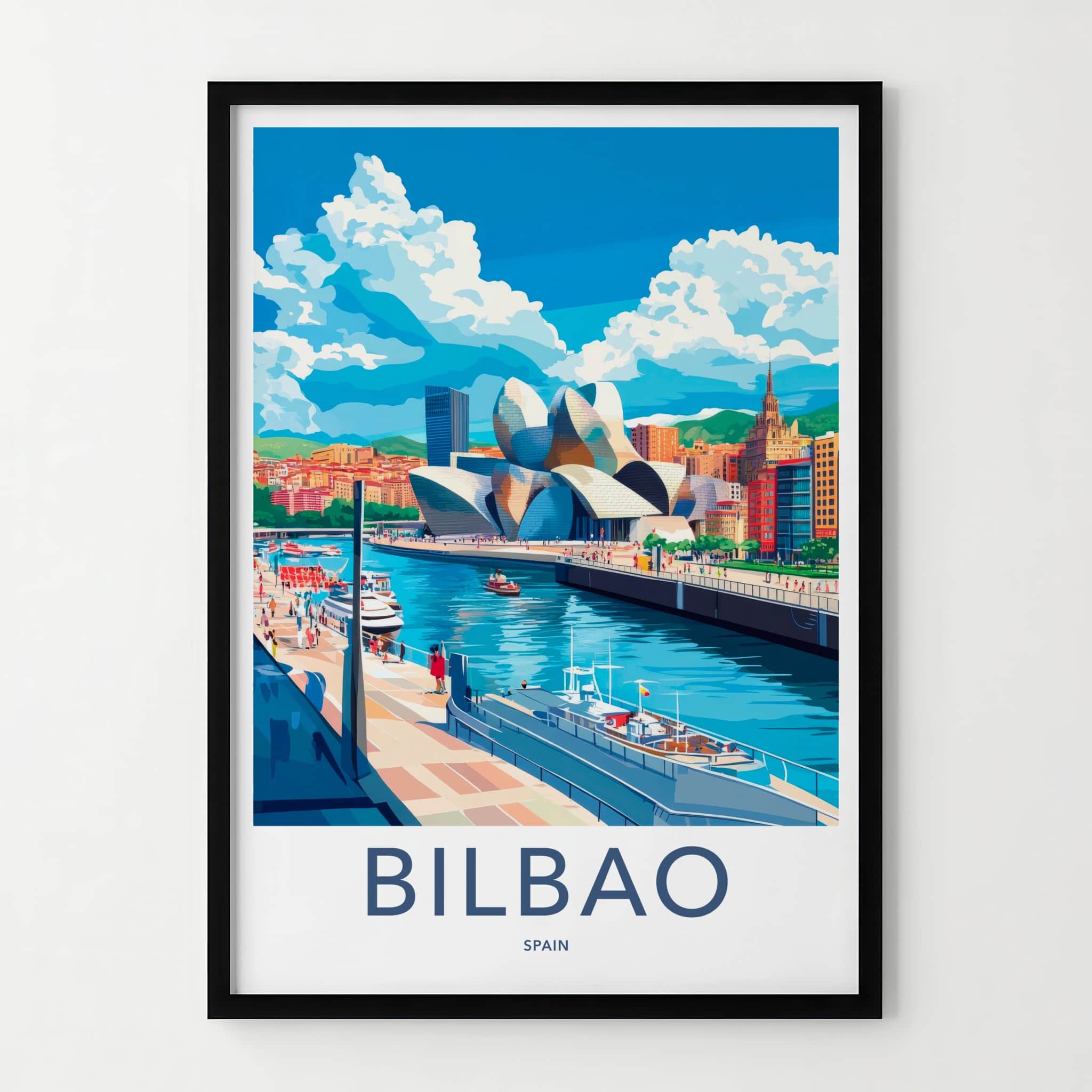 Bilbao Poster - Spain Travel Art - Guggenheim Riverfront Museum Home Decor