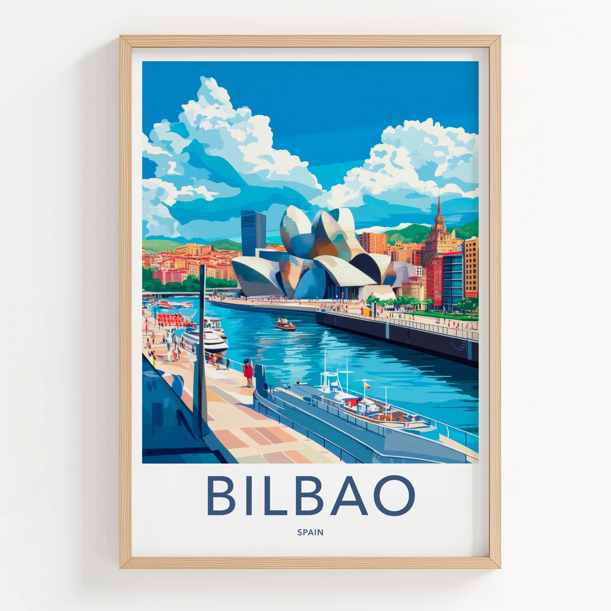 Bilbao Poster - Spain Travel Art - Guggenheim Riverfront Museum Home Decor