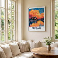 Bilbao Poster - Spain Travel Art - Guggenheim Vibrant Sunset Home Decor