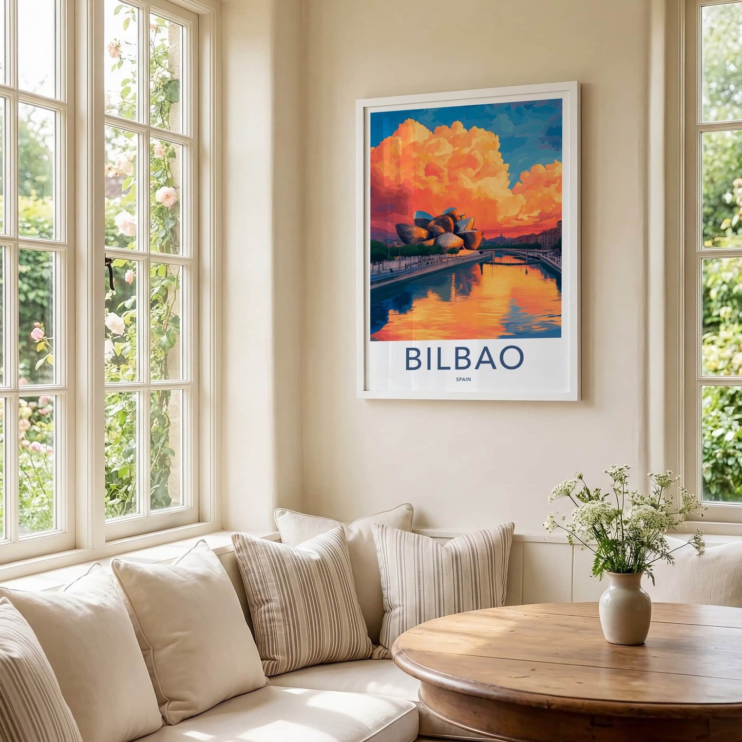 Bilbao Poster - Spain Travel Art - Guggenheim Vibrant Sunset Home Decor