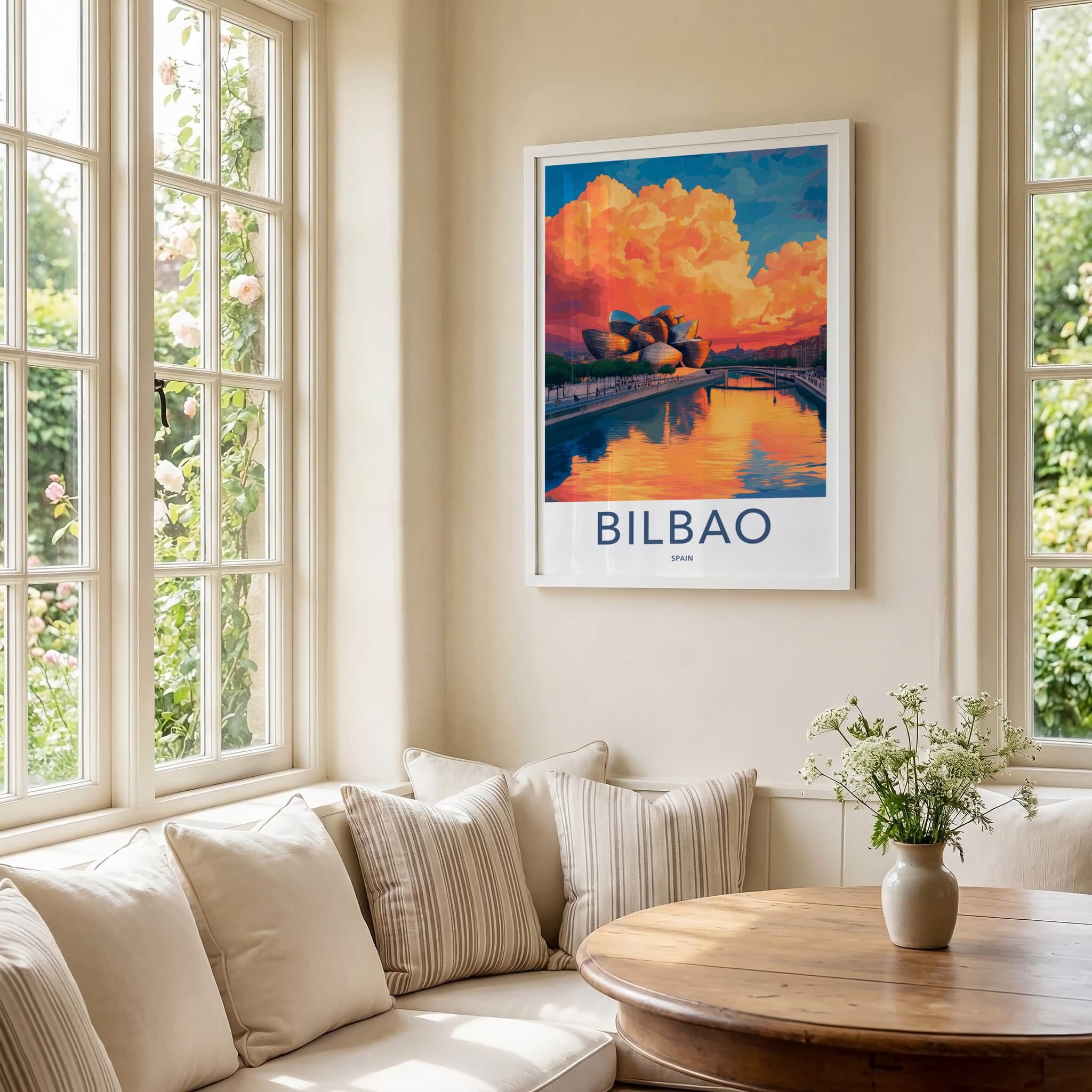 Bilbao Poster - Spain Travel Art - Guggenheim Vibrant Sunset Home Decor