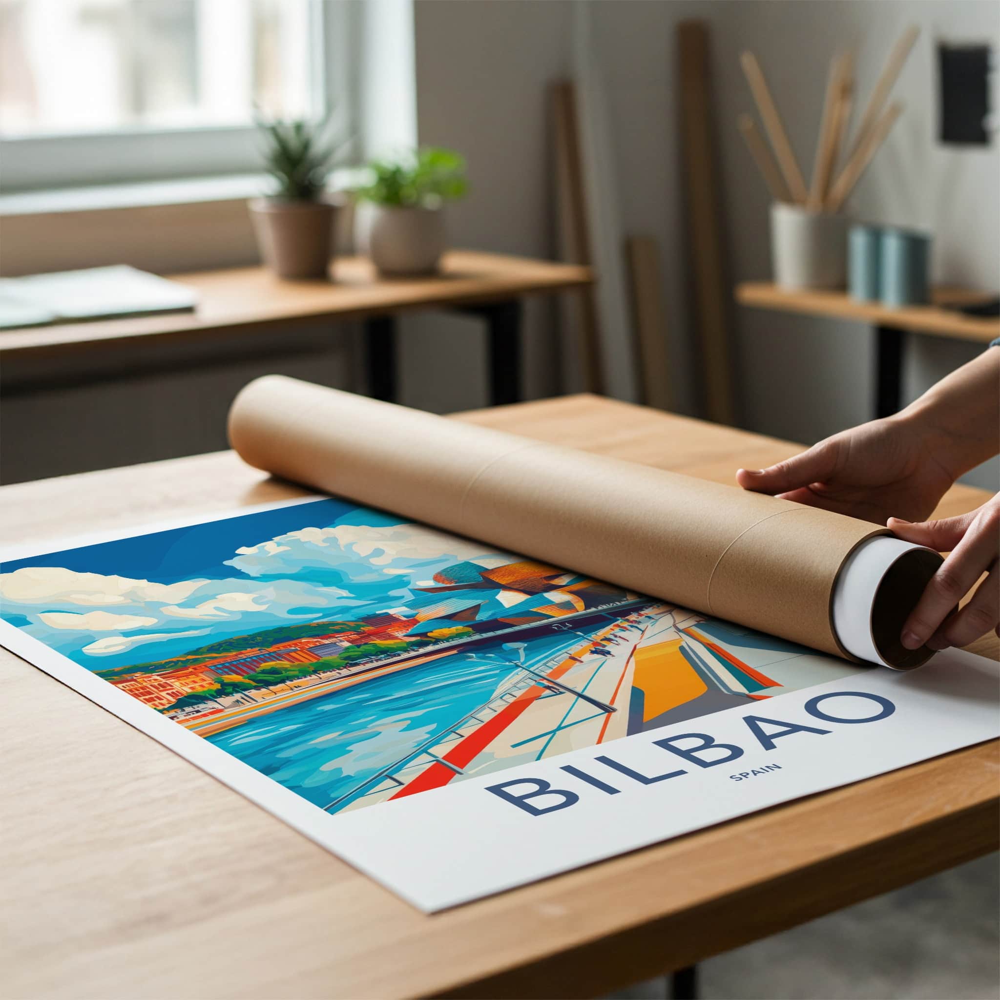 Bilbao Poster - Spain Wall Art - Modern Architecture Riverside Home Decor