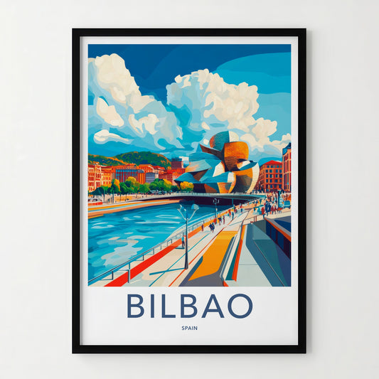 Bilbao Poster - Spain Wall Art - Modern Architecture Riverside Home Decor