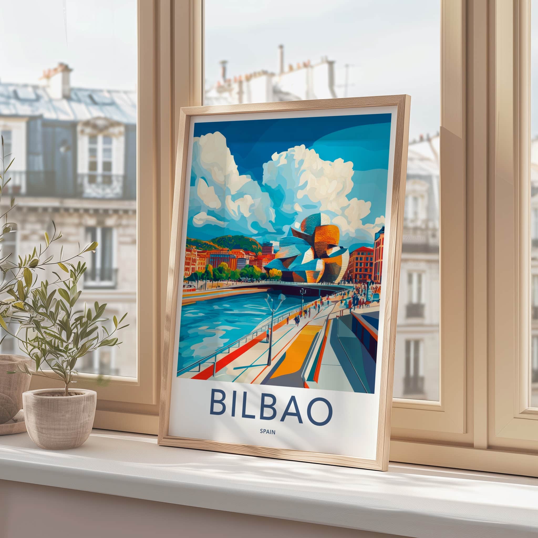 Bilbao Poster - Spain Wall Art - Modern Architecture Riverside Home Decor