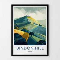 Bindon Hill Poster - England Scenic Art - Rolling Hills Wall Decor