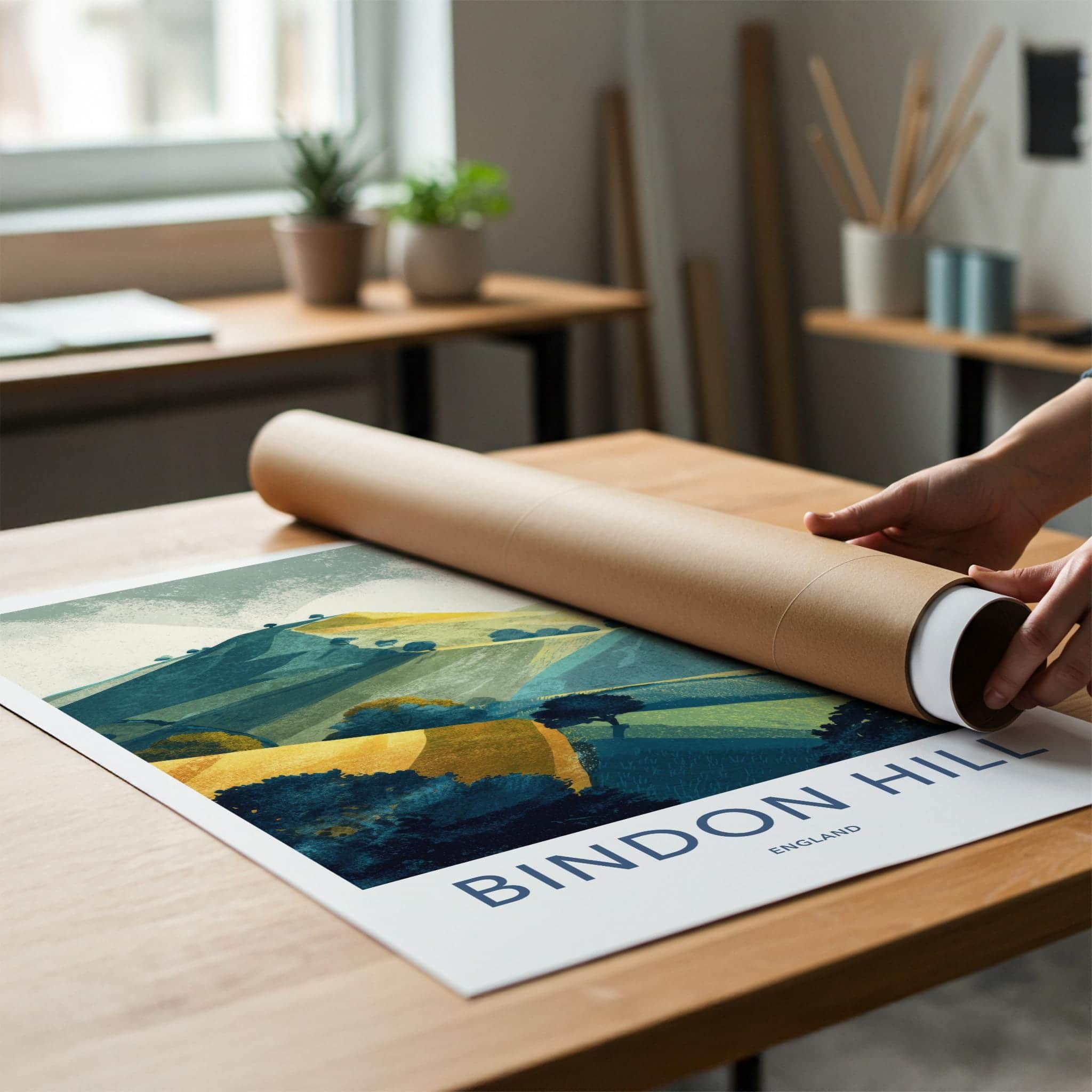 Bindon Hill Poster - England Scenic Art - Rolling Hills Wall Decor