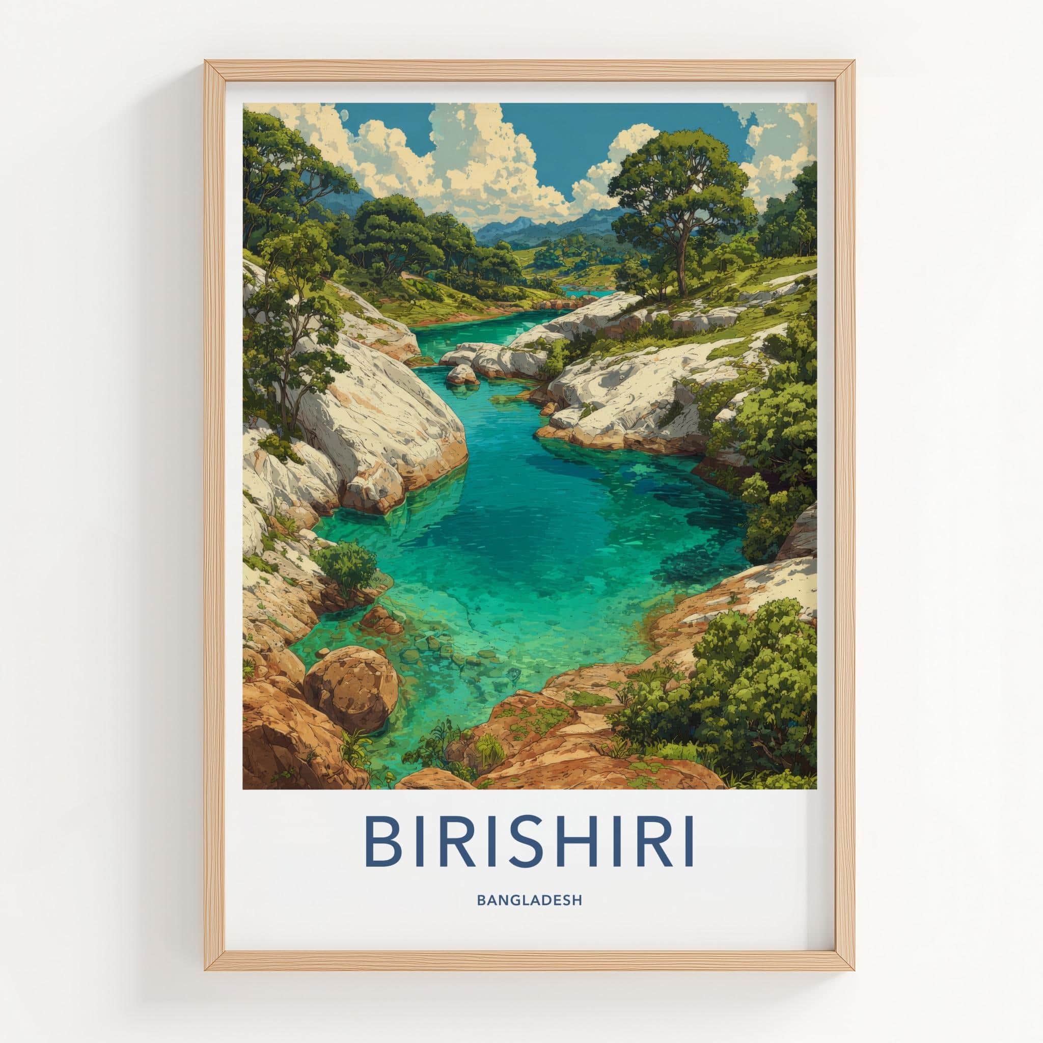 Birishiri Poster - Bangladesh Travel Art - Clear river canyon Wall Decor