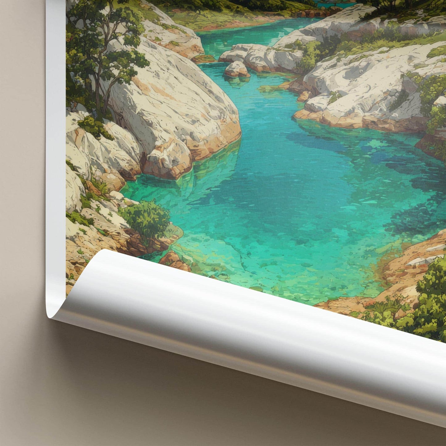 Birishiri Poster - Bangladesh Travel Art - Clear river canyon Wall Decor