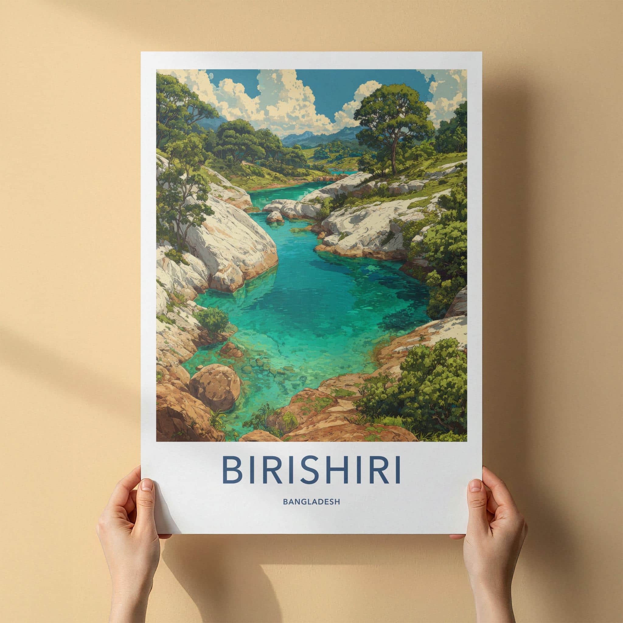 Birishiri Poster - Bangladesh Travel Art - Clear river canyon Wall Decor