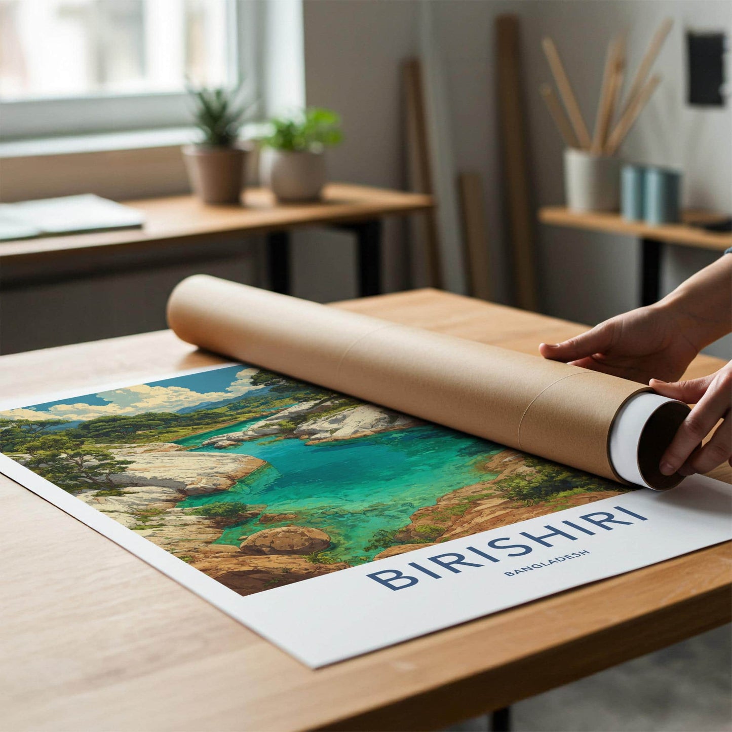 Birishiri Poster - Bangladesh Travel Art - Clear river canyon Wall Decor