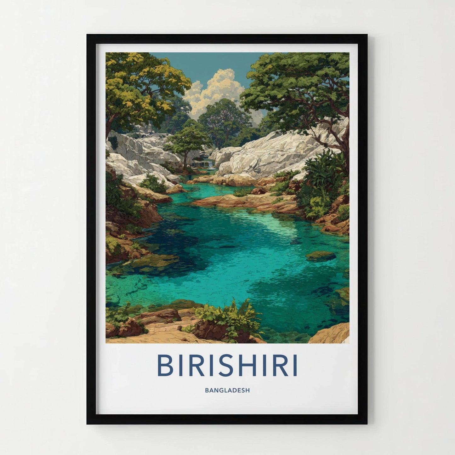 Birishiri Poster - Bangladesh Travel Art - Turquoise River Wall Decor