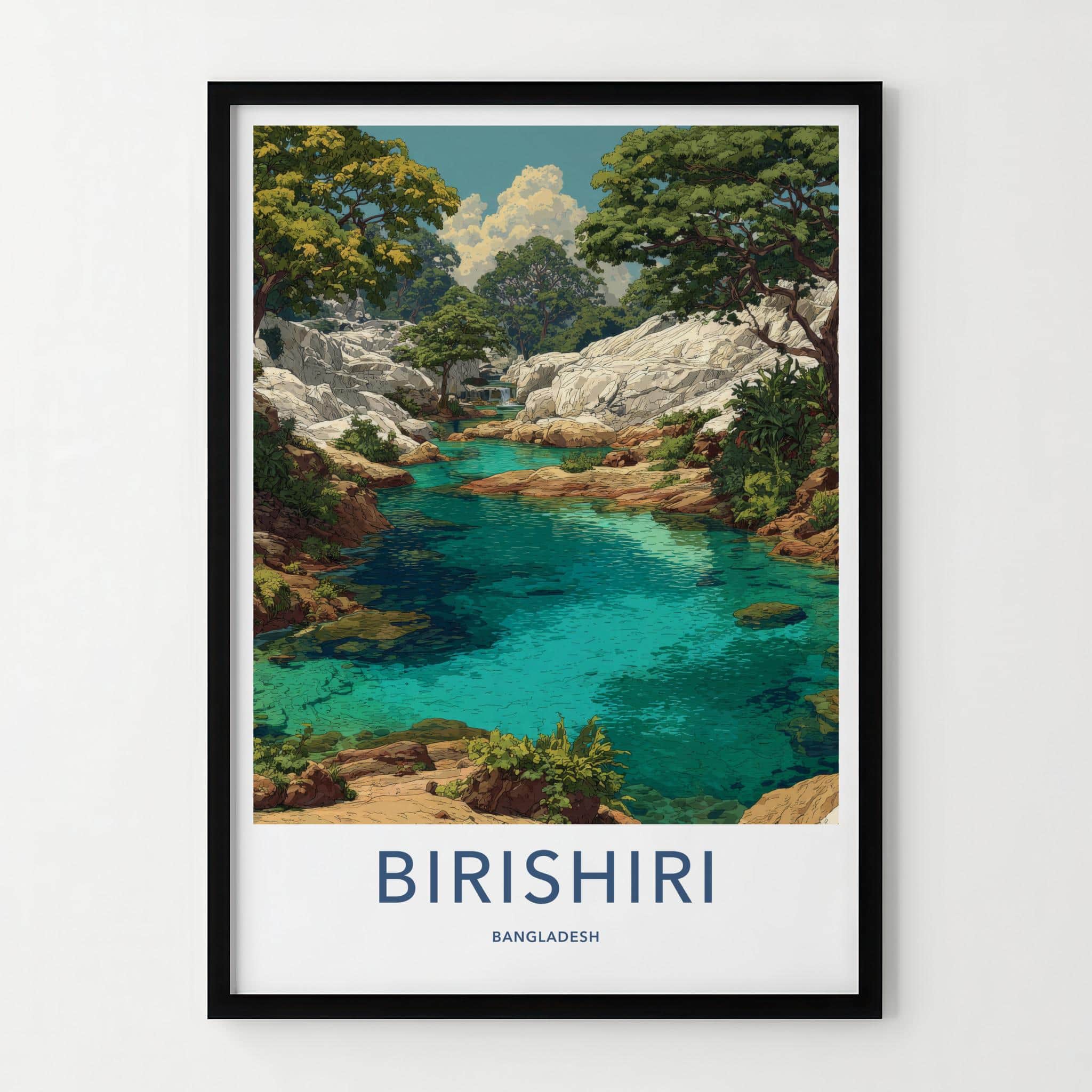 Birishiri Poster - Bangladesh Travel Art - Turquoise River Wall Decor