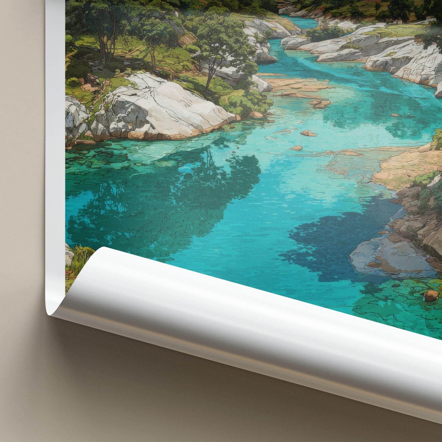 Birishiri Poster - Bangladesh Travel Art - Turquoise River Wall Decor
