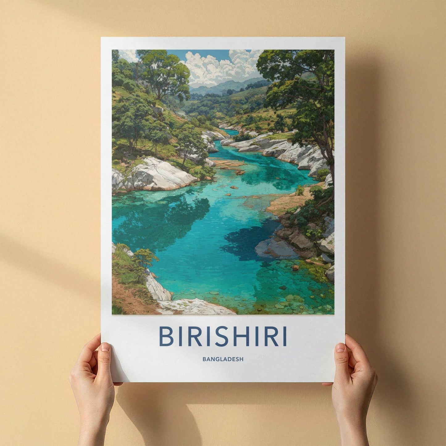 Birishiri Poster - Bangladesh Travel Art - Turquoise River Wall Decor