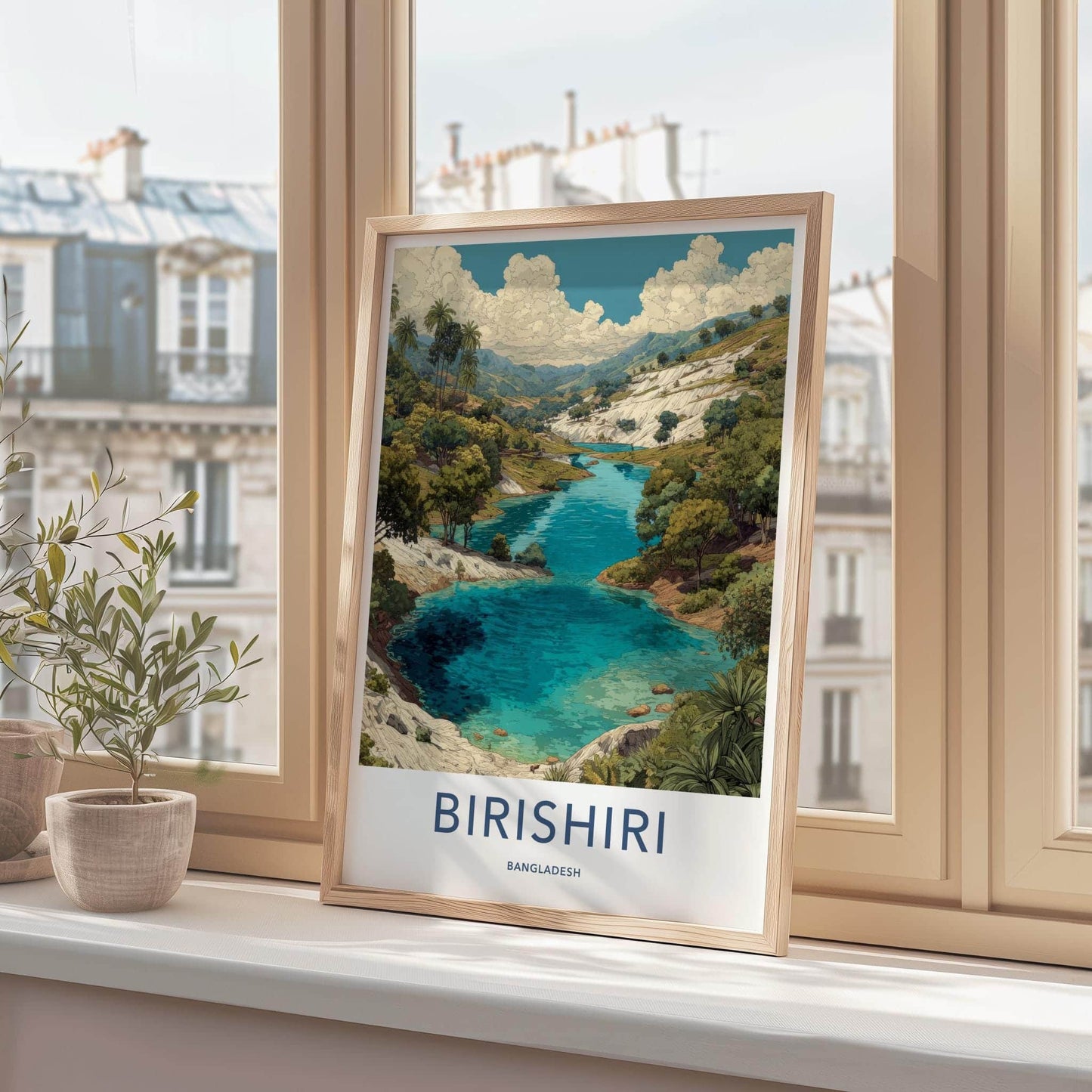 Birishiri Poster - Bangladesh Travel Art - Turquoise Water Valley Wall Decor