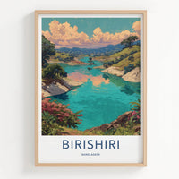 Birishiri Poster - Bangladesh Travel Art - Vibrant river hills Home Decor