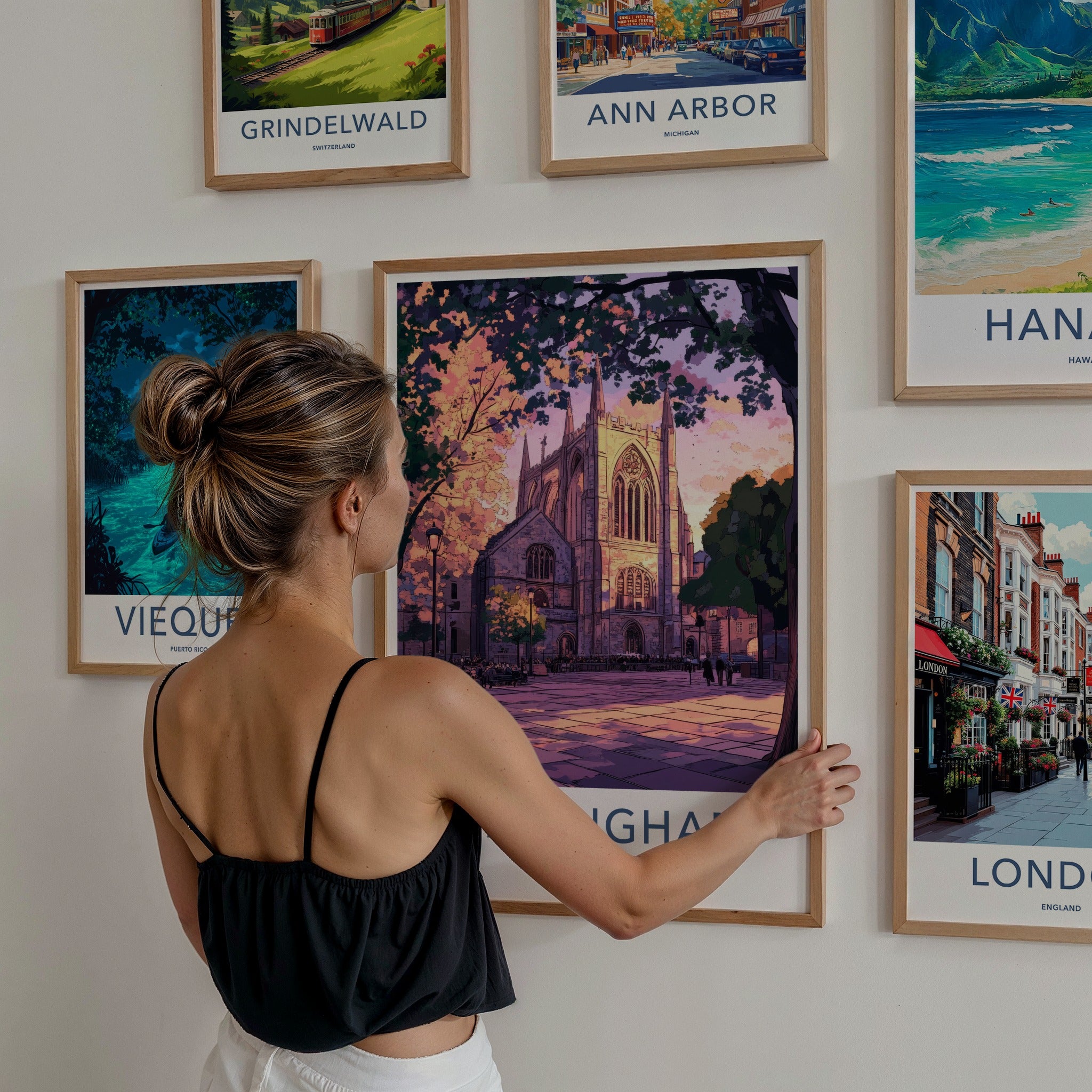 Birmingham Poster - England Travel Art - Gothic Church Square Home Decor