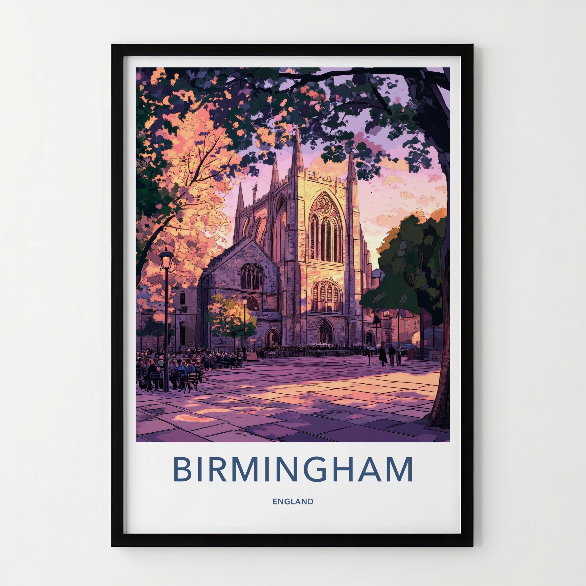 Birmingham Poster - England Travel Art - Gothic Church Square Home Decor