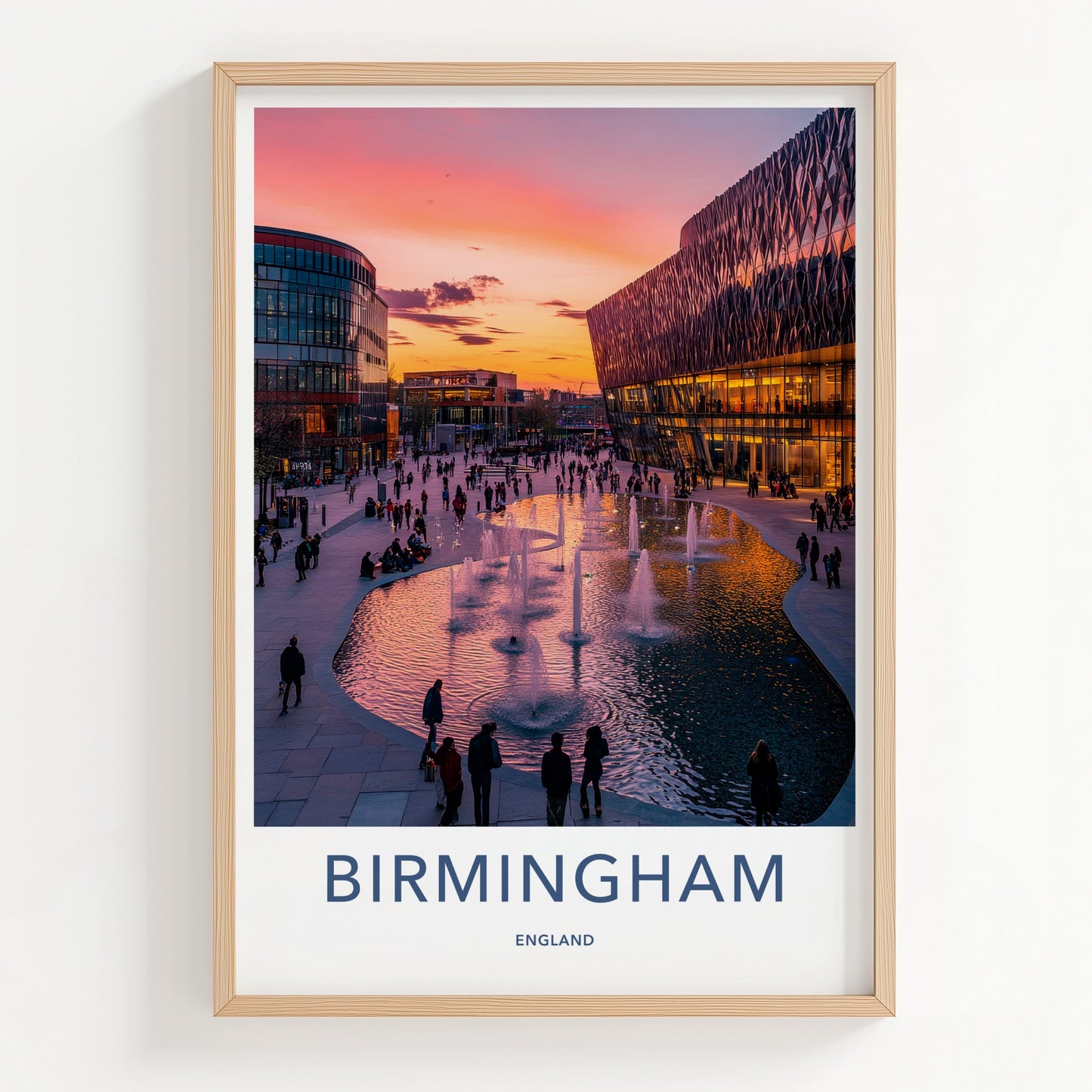 Birmingham Poster - England Travel Print - Vibrant City Sunset Home Decor