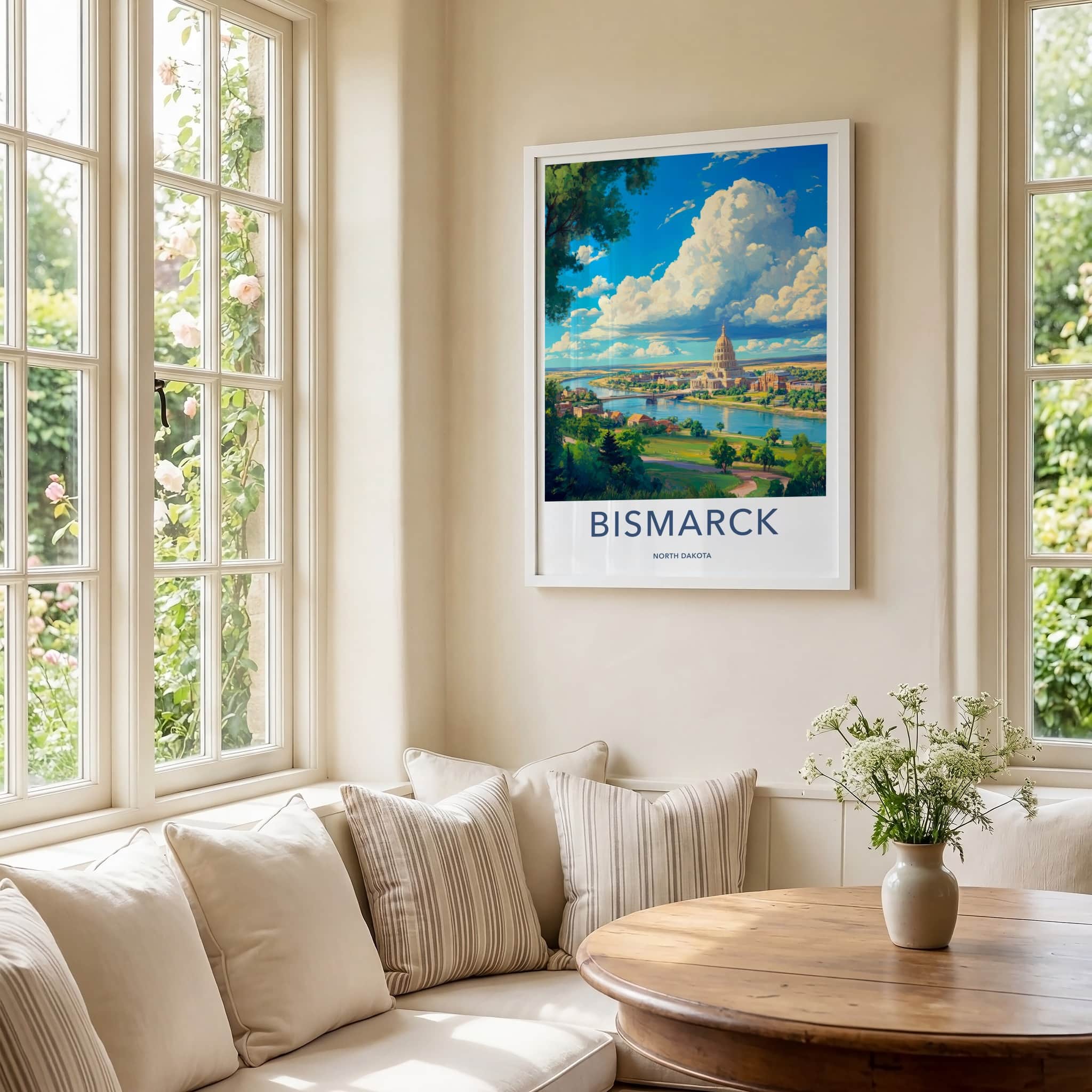 Bismarck Poster - North Dakota Wall Art - Cloudy Capitol Panorama Home Decor