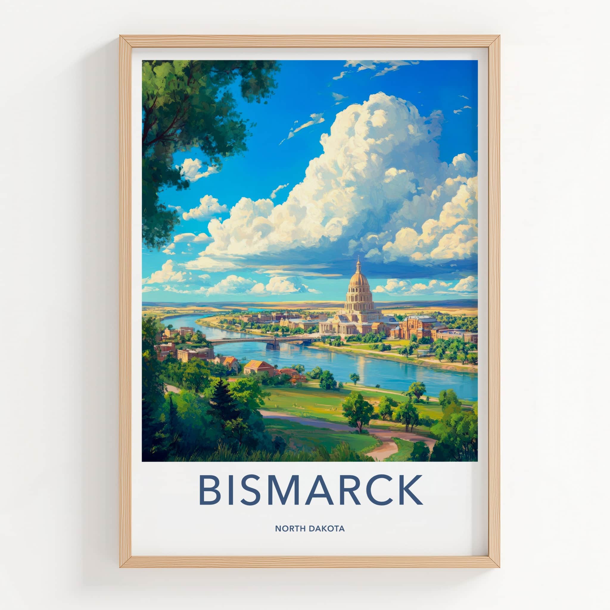 Bismarck Poster - North Dakota Wall Art - Cloudy Capitol Panorama Home Decor