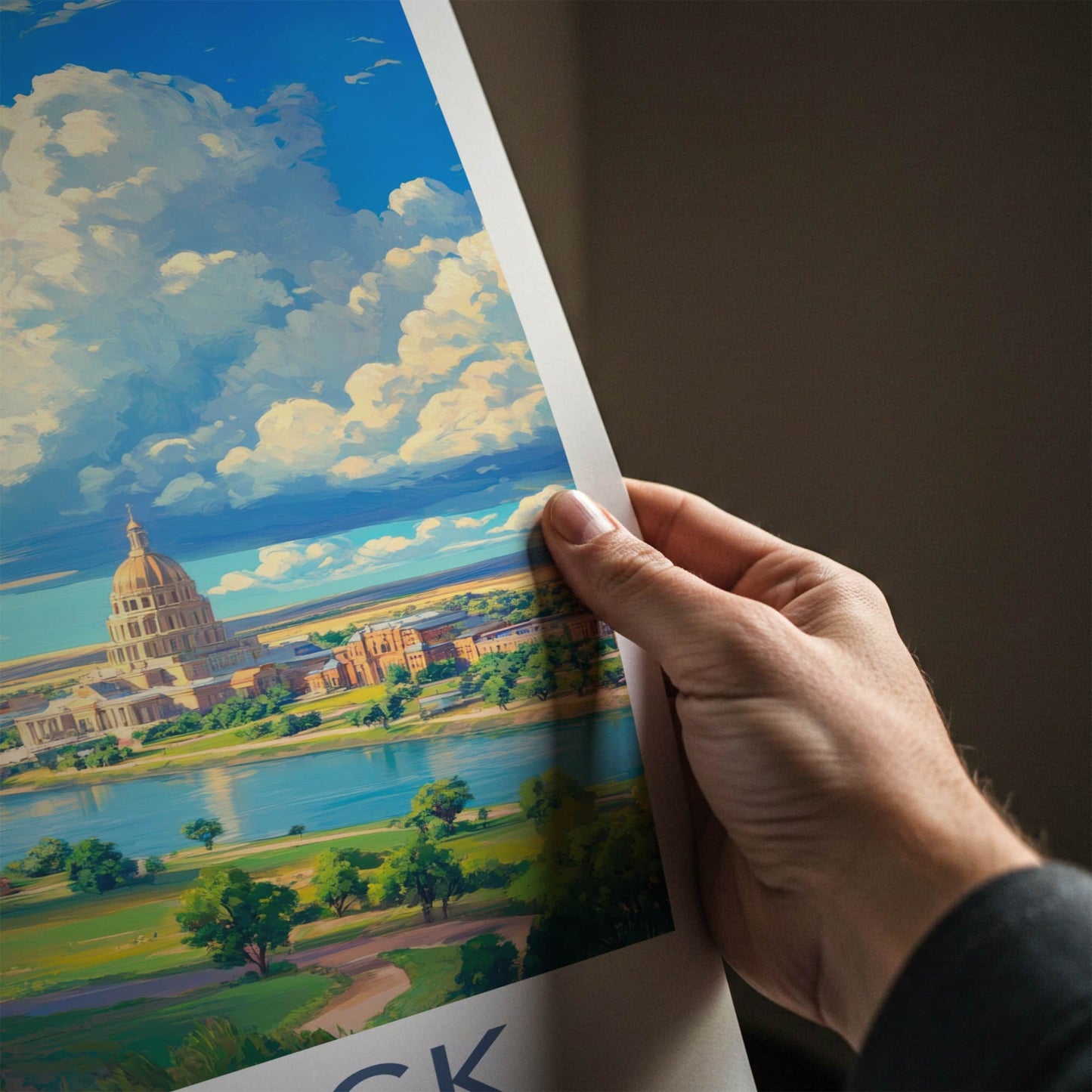 Bismarck Poster - North Dakota Wall Art - Cloudy Capitol Panorama Home Decor