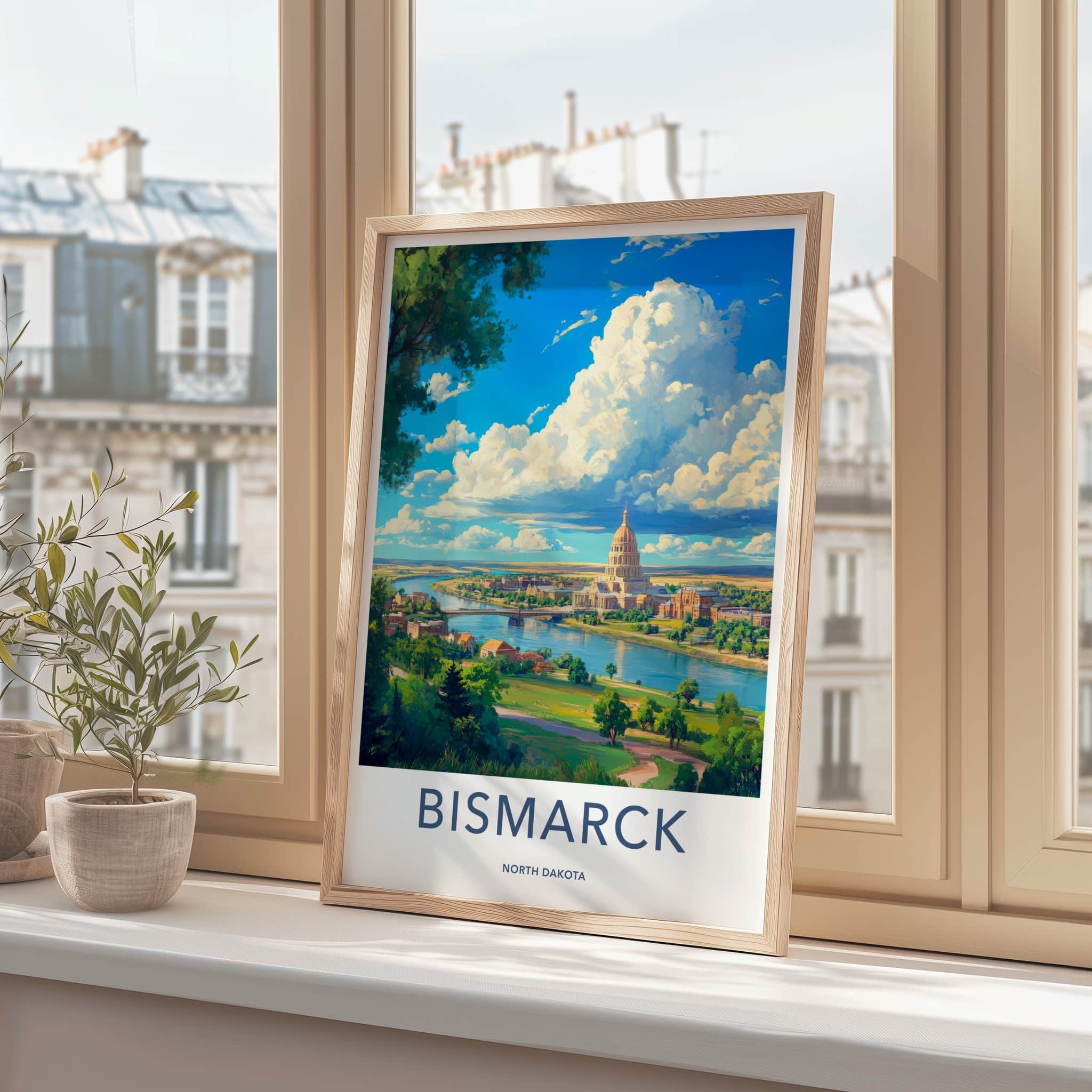 Bismarck Poster - North Dakota Wall Art - Cloudy Capitol Panorama Home Decor