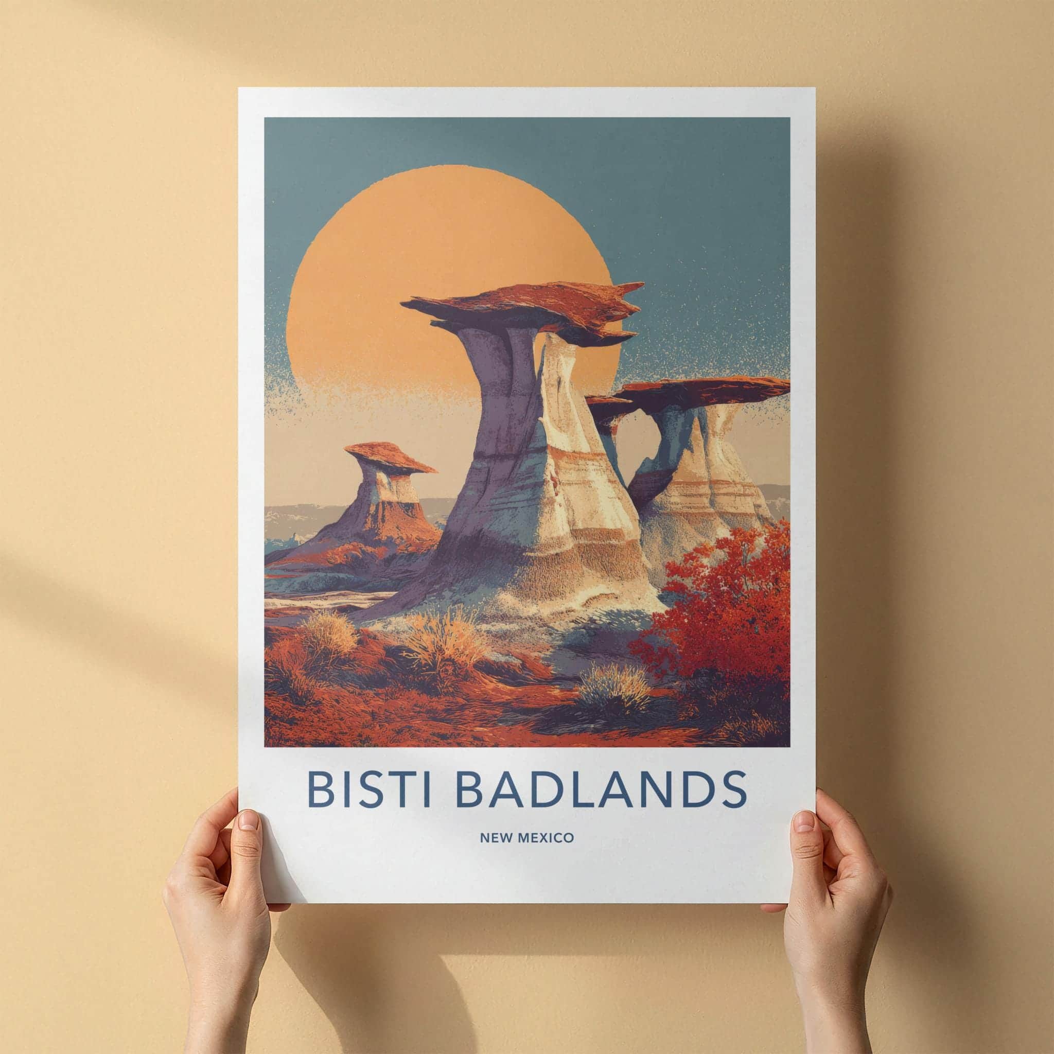 Bisti Badlands Poster - New Mexico Scenic Art - Hoodoos Desert Horizon Wall Decor