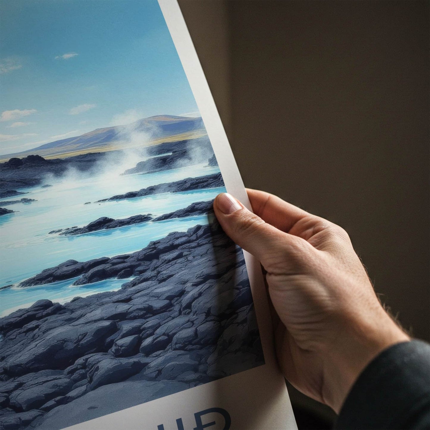 Blaa Lonid Poster - Iceland Travel Art - Steaming Blue Waters Home Decor