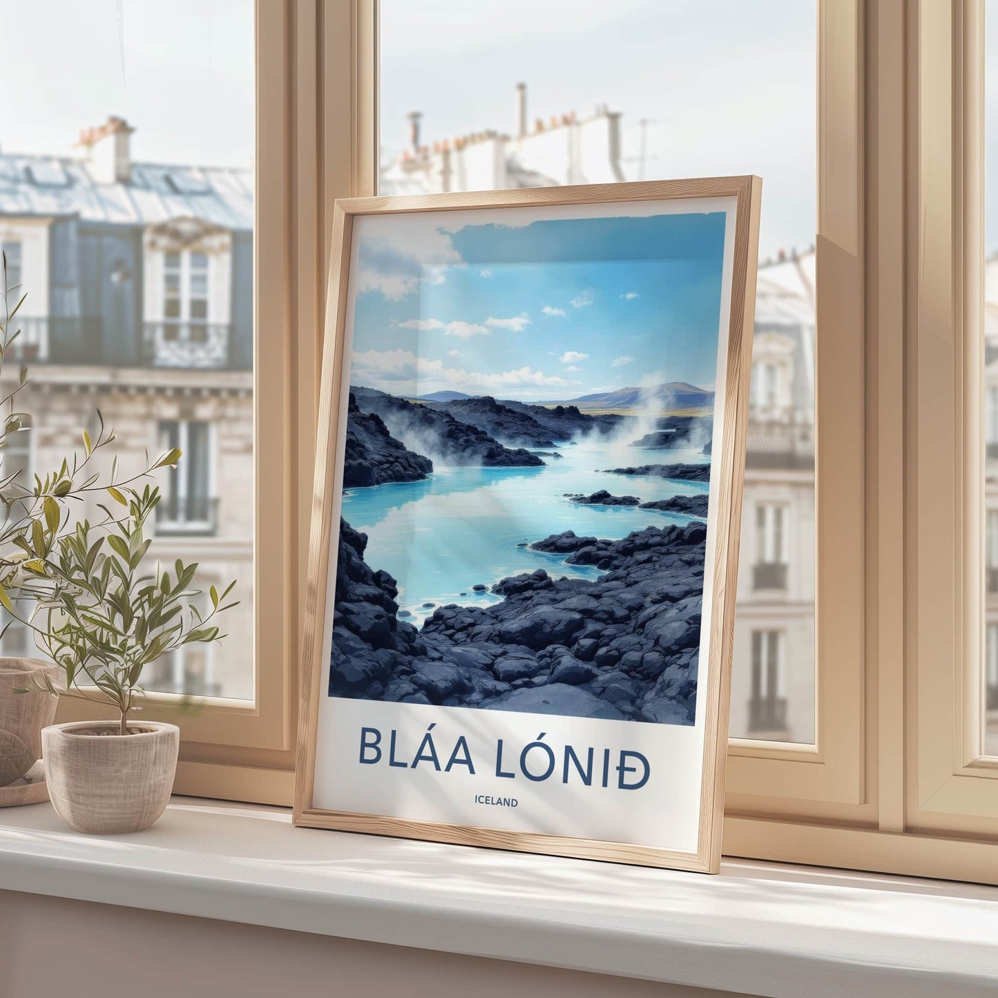 Blaa Lonid Poster - Iceland Travel Art - Steaming Blue Waters Home Decor