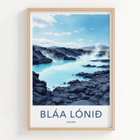 Blaa Lonid Poster - Iceland Travel Art - Steaming Blue Waters Home Decor