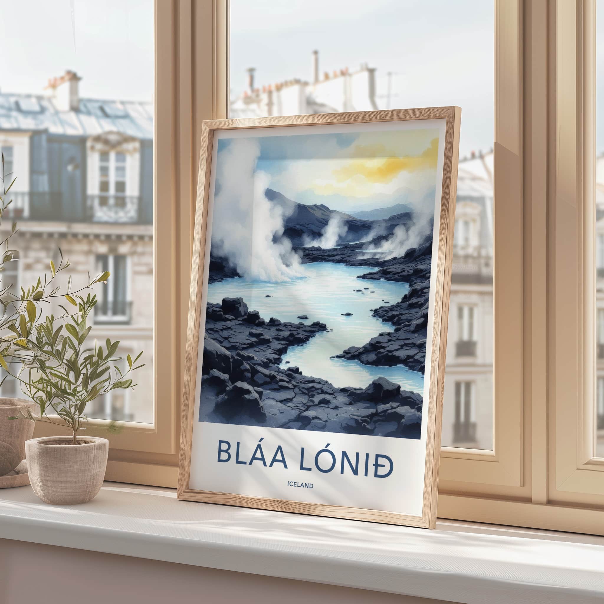Blaa Lonid Poster - Iceland Wall Art - Steaming Blue Waters Home Decor