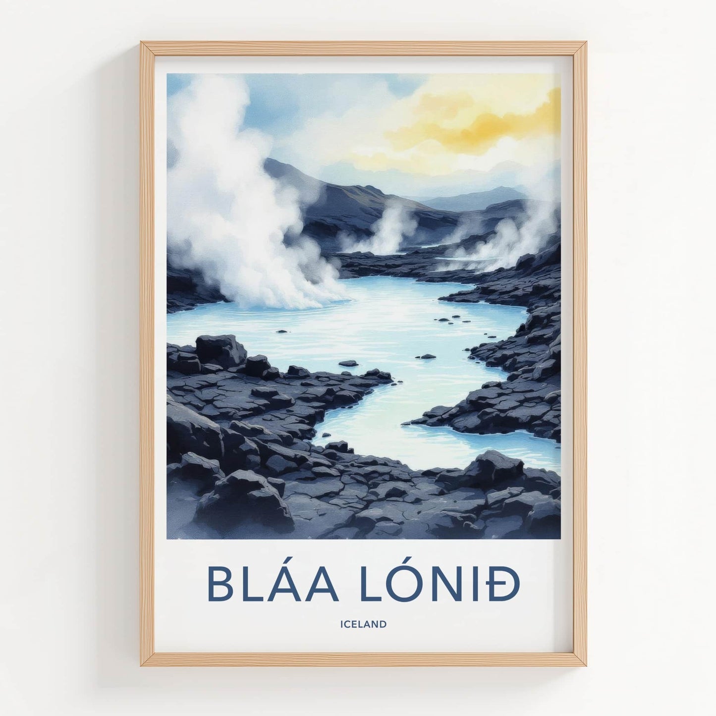 Blaa Lonid Poster - Iceland Wall Art - Steaming Blue Waters Home Decor
