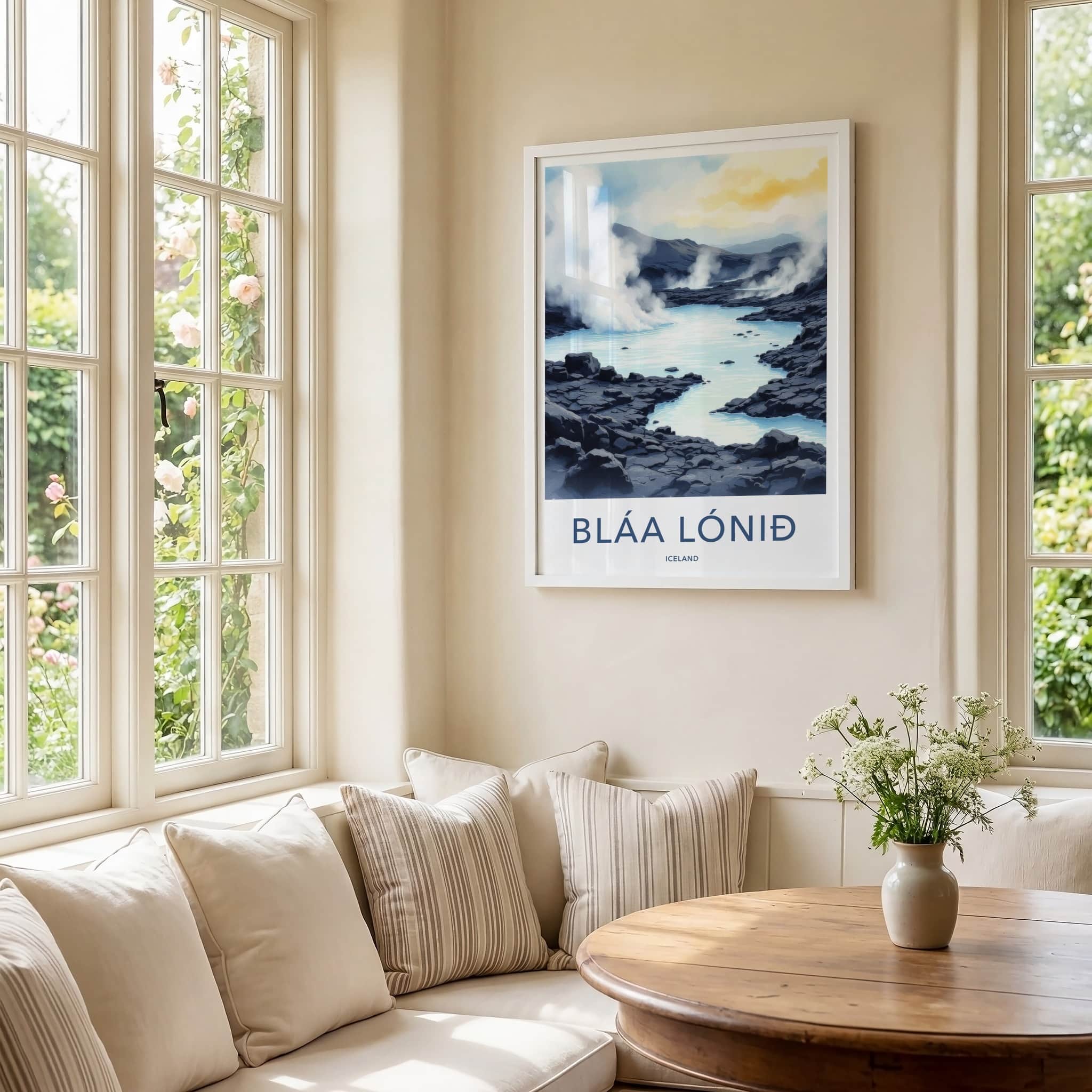 Blaa Lonid Poster - Iceland Wall Art - Steaming Blue Waters Home Decor