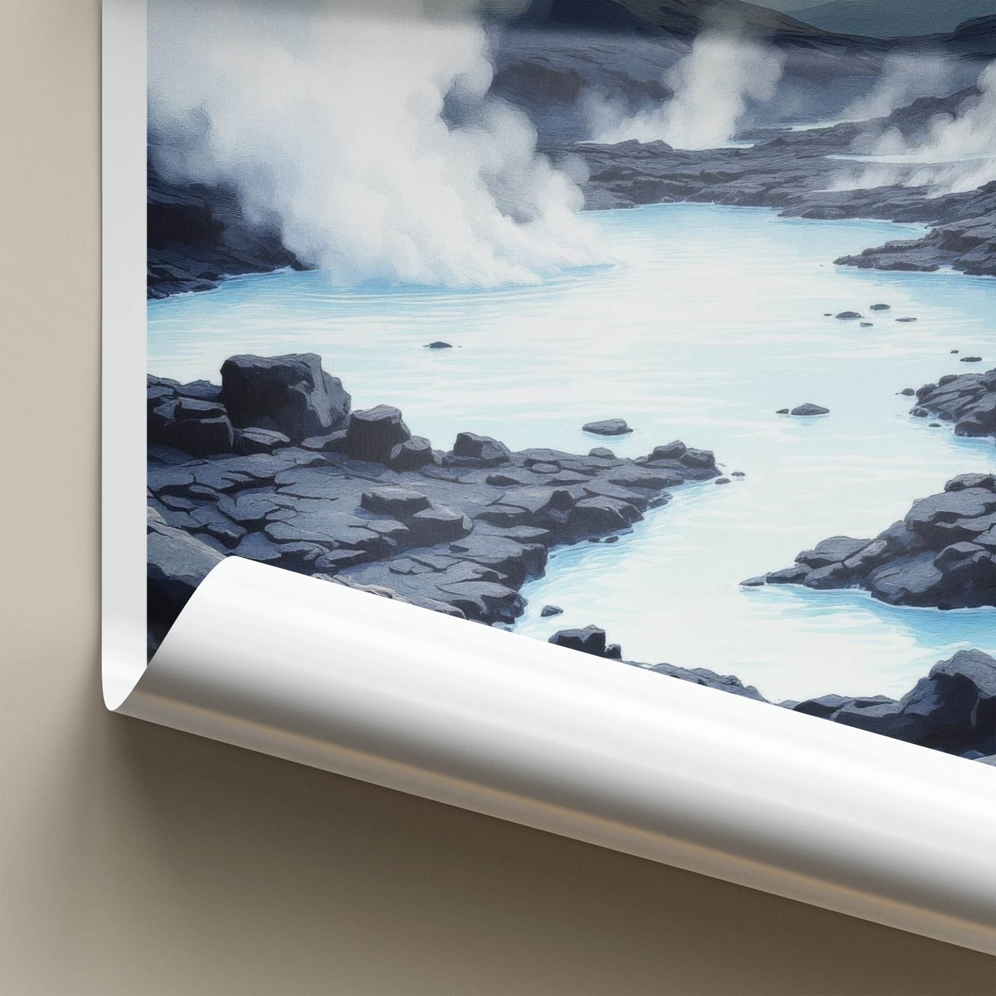 Blaa Lonid Poster - Iceland Wall Art - Steaming Blue Waters Home Decor