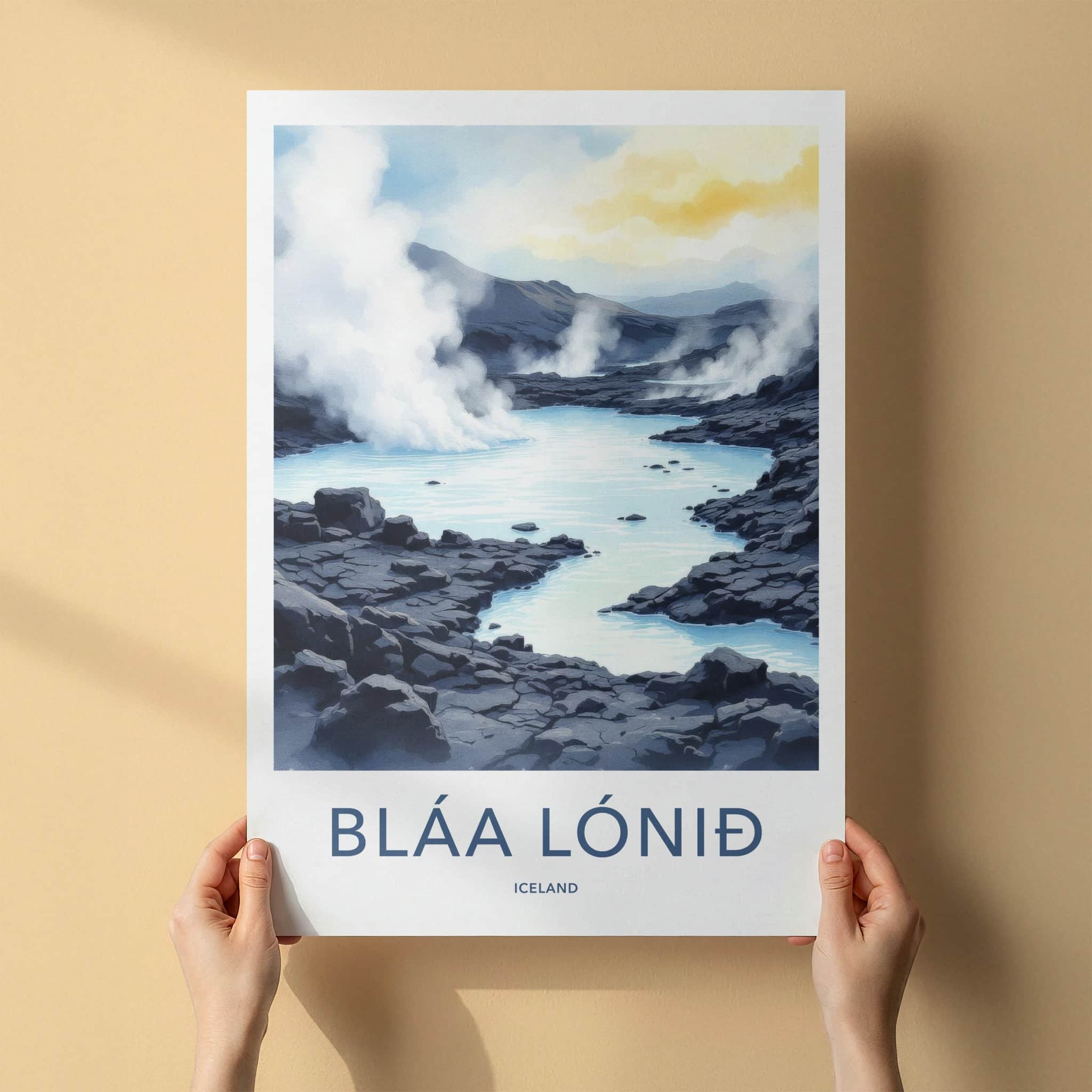 Blaa Lonid Poster - Iceland Wall Art - Steaming Blue Waters Home Decor