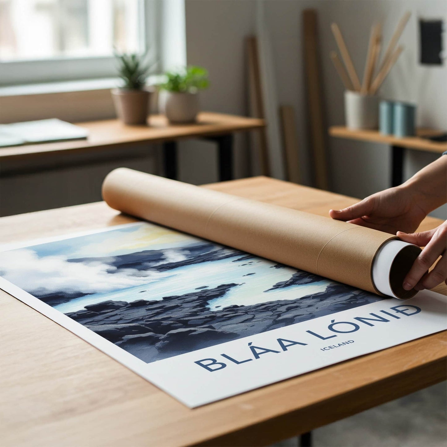 Blaa Lonid Poster - Iceland Wall Art - Steaming Blue Waters Home Decor