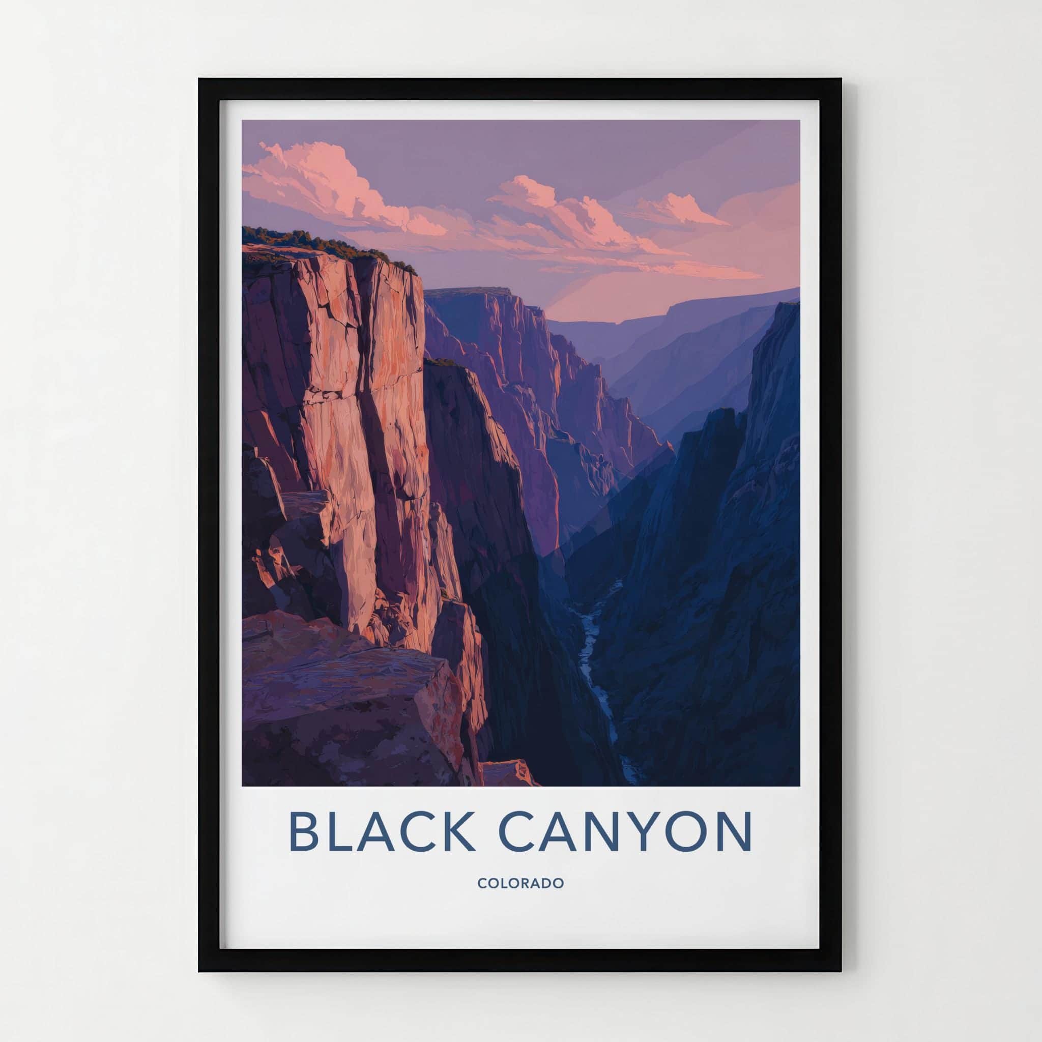 Black Canyon Poster - Colorado Art Print - Dramatic sunset cliffs Wall Decor