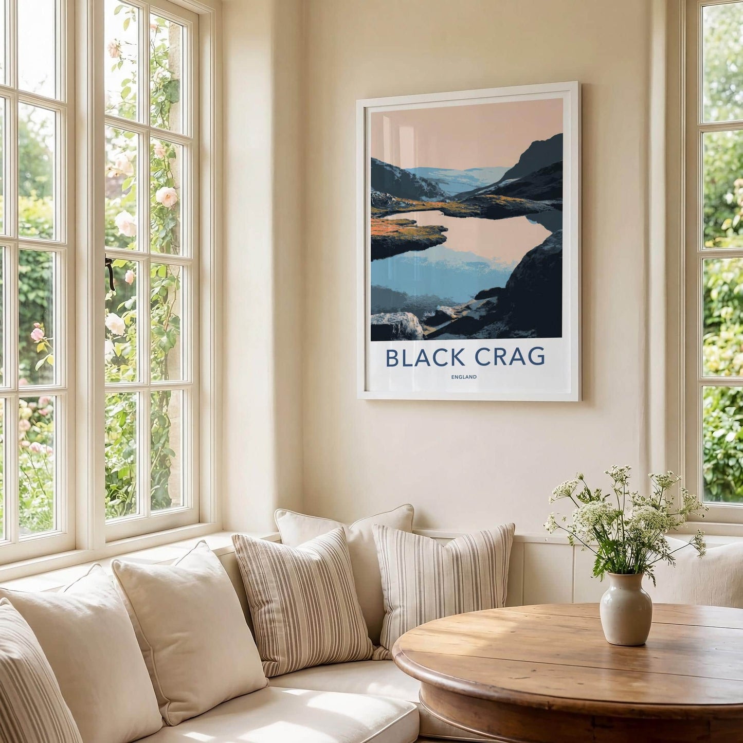 Black Crag Poster - England Scenic Art - Mountain lake reflection Home Decor