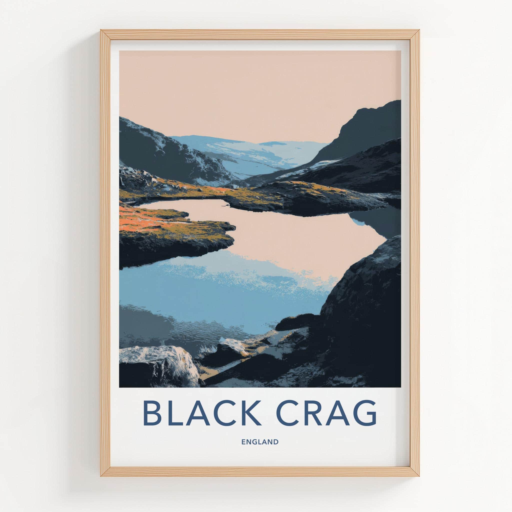 Black Crag Poster - England Scenic Art - Mountain lake reflection Home Decor