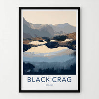 Black Crag Poster - England Travel Art - Mountain Tarn Reflections Wall Decor