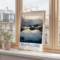 Black Crag Poster - England Travel Art - Mountain Tarn Reflections Wall Decor